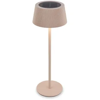 BRILONER - LED Tischlampe kabellos IP44 mit Solar, Touch, dimmbar, CCT warmweiß bis tageslichtweiß, Tischlampe Akku, Solarlampen für außen, Nachttischlampe, Akku Tischleuchte, 12 x 34 cm, Beige