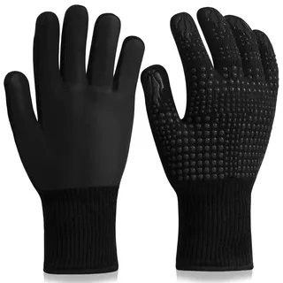 FITFETS Grillhandschuhe (Hitzebeständig), Ofenhandschuhe, rutschfeste Silikon - Feuerfeste Handschuhe, BBQ Handschuhe, Küchenkochhandschuhe