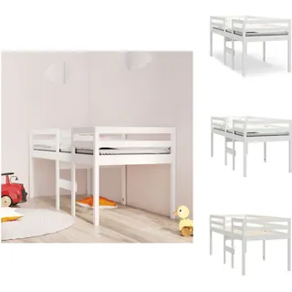 vidaXL Hochbett Weiß 80x200 cm Massivholz Kiefer - Betten & Bettgestelle - Weiß