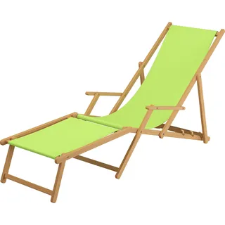 Liegestuhl pistazie Sonnenliege Strandliege Fußteil Deckchair Buche natur klappbar 10-306 N F - Grün