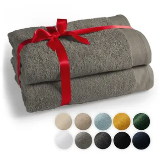 Blumtal Saunatuch Grau, 2er-Set , Textil , Rechteckig , 80x200 cm , Heimtextilien, Badtextilien, Saunatücher