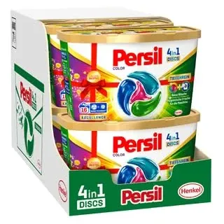 Persil 4in1 Color DISCS (8 x 16 Waschladungen), Waschmittel mit Tiefenrein Technologie, Colorwaschmittel für reine Wäsche und hygienische Frische für die Maschine