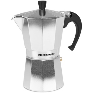 Orbegozo KF 600 - Italienischer Kaffeekocher aus Aluminium, Kapazität: 6 Tassen (280 ml), ergonomischer Griff, Sicherheitsventil, abnehmbarer Filter