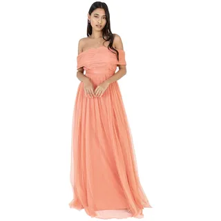 Anaya with Love Damen Womens Ladies Maxi Dress Bardot Off Shoulder with Belt Long Empire Waist for Wedding Guest Prom Evening Gown Bridesmaid Kleid (1er Pack)