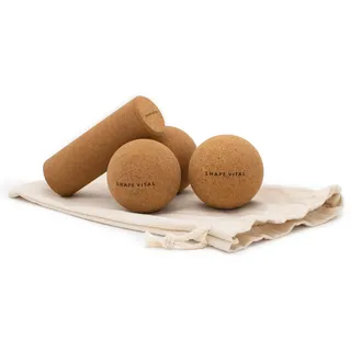 Shapevital Natürliches Kork Faszienball und Massageset | inkl. Jute Beutel 1 St