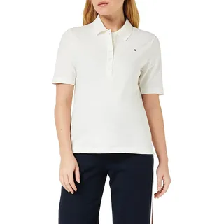 Tommy Hilfiger Damen Poloshirt Kurzarm 1985 Pique Polo Regular Fit, Weiß (Ecru), L