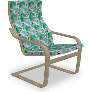 ABAKUHAUS Exotisch Poäng Sessel Polster, Flamingos Stehen Blätter, Sitzkissen mit Stuhlkissen mit Hakenschlaufe und Reißverschluss, Seafoam und Multicolor