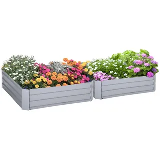 Outsunny Hochbeet Set 100 x 100 x 30 cm Grau