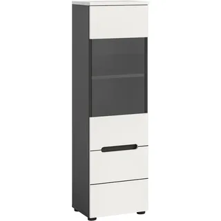 xonox.home - Vitrine Canu 36x125x33 cm in Korpus Basalt grau Nb. und Front weiß Nb. - Glasvitrine Dekoschrank Glas-Kommode Stauraumschrank - modern & platzsparend