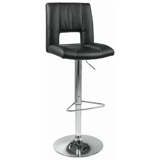 Carryhome Barhocker , Schwarz , Metall, Textil , Rundrohr, Säule, Bodenplatte , 41.5x94-115x52 cm , Esszimmer, Stühle, Hocker