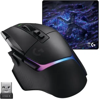 Logitech G G502 X PLUS LIGHTSPEED + G640 SE COMBO - Kabellose RGB-Gaming-Maus und großes Gaming-Mauspad aus Stoff (460 x 400 x 3 mm) - Schwarz