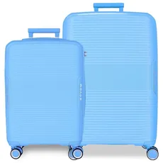 Movom Inari Kofferset, blau, 55/68 cm, Polypropylen, Verschluss TSA 113L, 6,54 kg, 4 Doppelrollen, Handgepäck, blau, Koffer-Set
