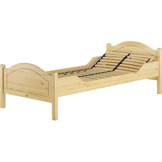 Massivholzbett Kiefer natur 90x200 Einzelbett Gästebett Zubehör wählbar V-60.30-09Rollrost und Bettkasten inkl. - Naturbelassen