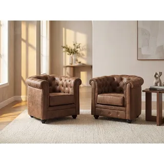 Sessel 2er-Set - Microfaser - Vintage-Look - CHESTERFIELD