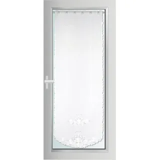 Türpanneaux 180x60cm mit Stickerei - Blumen ( Weiß ) inkl. Klemmstange 60-90cm - Weiß