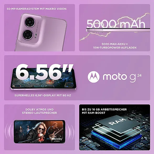 Bild von Moto G24 8 GB RAM 128 GB pink lavender