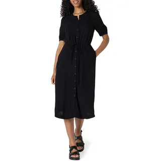 Amazon Essentials Damen Relaxed Fit Halbarm Tailliert Midi A-Linie Kleid Schwarz XX-Large