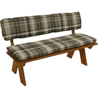 DEGAMO Bankauflage Sitzauflage Auflagenset SEATTLE für Gartenbank 3-sitzer 150cm, grau/beige kariert, 2-teilig - Grau, Beige