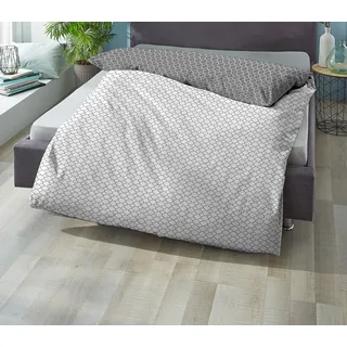 biberna 0636045 Mako-Satin Bettwäsche GRAFIK - MIX & MATCH color: sturmgrau, size: 1x 155x220 cm - Grau
