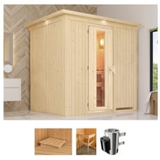 Bild Sauna »Bellin«, (Set), 3,6-kW-Plug & Play Ofen mit int. Steuerung beige