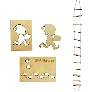 Teegxddy 1 pcs wichtel zubehör wichtel zubehör weihnachten Fußabdrücke Weihnachtswichtel Zubehörs Holz Weihnachten Gnom Zubehör für Böden Fensterdekoration Passend zu Weihnachten (A)