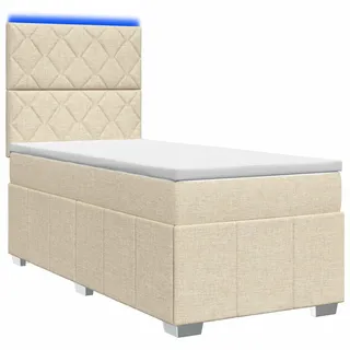 LED Boxspringbett mit Matratze Creme 100 x 200 cm Stoff - Creme