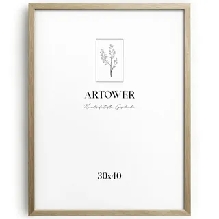 Artower® Bilderrahmen für 30 x 40 cm Natur Holz Eiche Dünner Rahmen | Posterrahmen Groß für Collage | Picture Frame 30 x 40 cm | Holzrahmen | Holzbilderrahmen Poster Echtholz