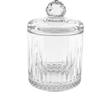 Glasschale mit Deckel im Riffle-Design ideal für Snacks oder Gewürze Transparent - Transparent