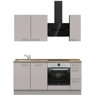 Nobilia Küchenleerblock , Grau, Eiche dunkel , Metall , 3 Schubladen , nur wie online abgebildet bestellbar , 180 cm , Blauer Engel, Pefc, Goldenes M, Made in Germany, DGM-Klimapakt , seitenverkehrt erhältlich, vormontierter Korpus , Küchen, Küchenzeilen & Küchenblöcke, Küchenzeilen, Küchenzeilen ohne Geräte