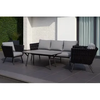 Gardissimo REANA Rope Alu Lounge Gartenmöbel Set Sitzgruppe schwarz Lana