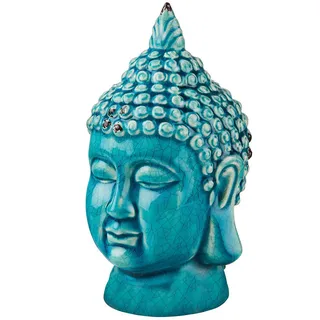 Butlers Deko-Kopf Buddha , Türkis , Keramik , 13x23x13 cm , Dekoration, Dekofiguren & Skulpturen, Dekoobjekte