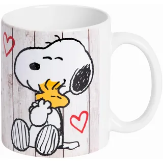 Peanuts The Tasse Snoopy – Lebe, Liebe, Lache Kaffeetasse Becher Kaffeebecher aus Keramik Weiß 320 ml