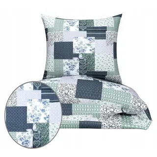 Nyks Flanellduvet-Set 160x200 dicke Flanell Patchwork