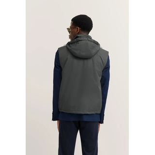 Funktionsweste BUGATTI, Herren, Gr. 50, grau (270, dunkelgrau), 100% Polyester, unifarben, regular fit, ohne Ausschnitt, Westen Funktionsweste, wasserabweisend mit Kapuze