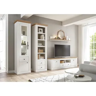 OTTO home "Sherwood, Anbauwand im Landhausstil, Komplettset, Wohnzimmer-Set", Set, 4 Stk. tlg., pinie weiß, wotan eiche),