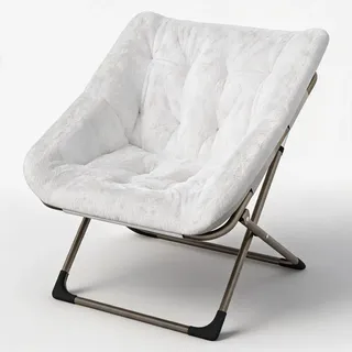 GarveeLife Faltbarer Loungesessel Für Wohnzimmer, Modern Sessel Bis 136kg | Lesesessel Schlafzimmer, Ohrensessel mit stabiler Metallrahmen, ohne Montage-Weiß/Grau/Rosa