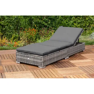 Gardenson Sonnenliege , Grau , Metall, Kunststoff , Füllung: Schaumstoff , 195x26x73 cm , Auflage, Rückenlehne verstellbar , Gartenmöbel, Gartenliegen, Sonnenliegen