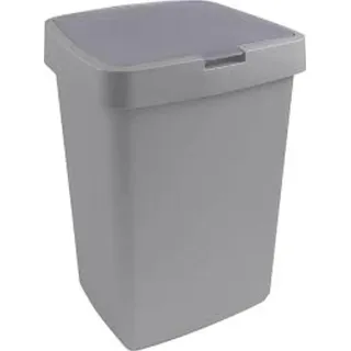 Sunware Abfalleimer Delta 10 Liter grau mit Klappdeckel - kompakter Mülleimer - Grau