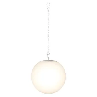 Star Trading Solar Dekoration Globy 30cm, Warmweiß LED, 35/70 Lumen, Dämmerungssensor, Hängende Garten Kugel, Außenleuchte, Weiß - Weiß, Silber