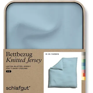 Schlafgut Bettbezug »Knitted Jersey uni, aus Bio-Baumwolle mit Elasthan, Reißverschluss« bügelfrei, Mix & Match Bettwäsche: passender Kissenbezug erhältlich, blau