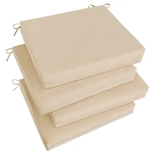 Basic Beyond Outdoor-Stuhlkissen für Terrassenmöbel – Quadratische Eck-Outdoor-Stuhlkissen, 4er-Set, wasserdichte Sitzkissen mit Bändern, 47 x 40,6 x 7,6 cm, Beige
