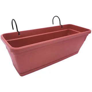 Balkonkasten terrakotta 50cm mit Halterung Blumenkasten Pflanzkasten Pflanztopf