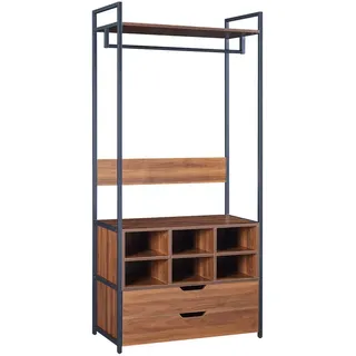 [en.casa] Garderobenständer Larem 180 x 84 x 40 cm Walnuss