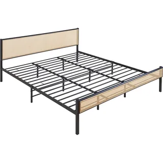 Metallbett Linköping 180 x 200 cm mit rechteckigem Kopfteil + Matratze