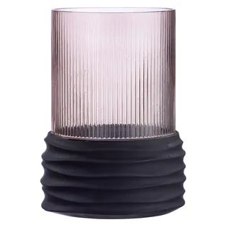 Casablanca Deko Vase Blumenvase Groove aus Glas - gerilltes Glas braun - Höhe 19,5 cm