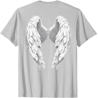 Engelsflügel Spiritueller Wächter Religiöser gefiederter Flügel T-Shirt, Herren, Silber, M