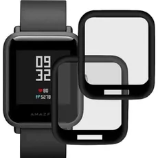 Amazfit Alogy Alogy Full Glue 2x Flexibles 3D-Glas für Xiaomi Bip U Schwarz universell, Sportuhr + Smartwatch