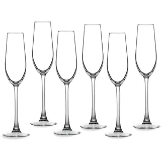 ECHTWERK Sekt-/Champagnergläser 6er Set, Prosecco Gläser, Sektflöten, Robuste Kelche mit langgezogenem Stiel, 190 ml