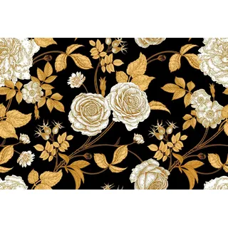 Papermoon Fototapete »BLUMEN ABSTRAKT-MUSTER DESIGN ROSEN DEKO VINTAGE RETRO«, bunt