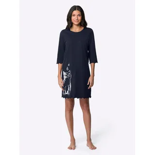 Nachthemd "Nachthemd", Damen, Gr. 52/54, Normalgrößen, blau (marine), 100% Baumwolle, unifarben, Kleider Nachthemd